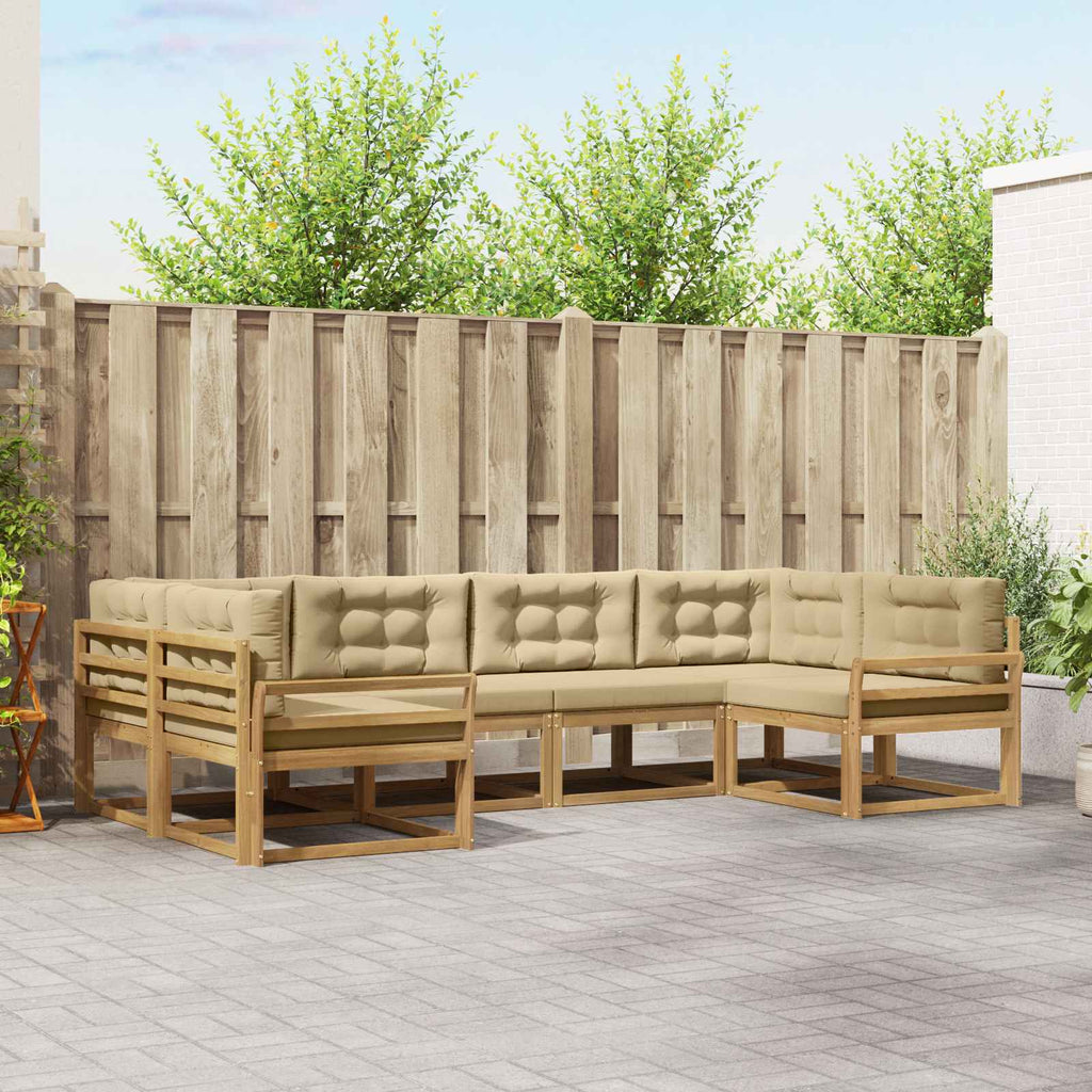 Outdoor-Sofagarnitur mit Kissen 6 pcs Weiß und Beige
