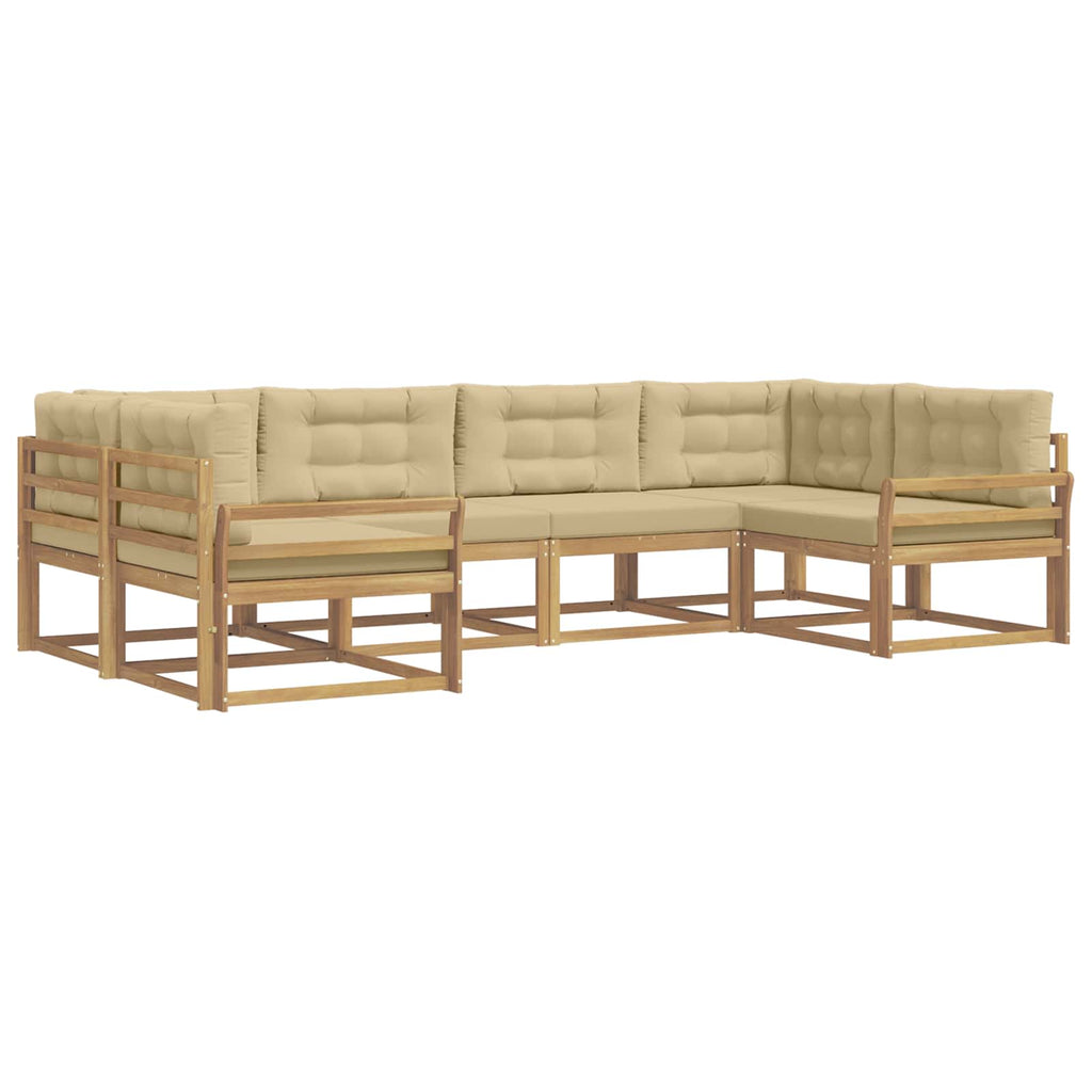 Outdoor-Sofagarnitur mit Kissen 6 pcs Weiß und Beige