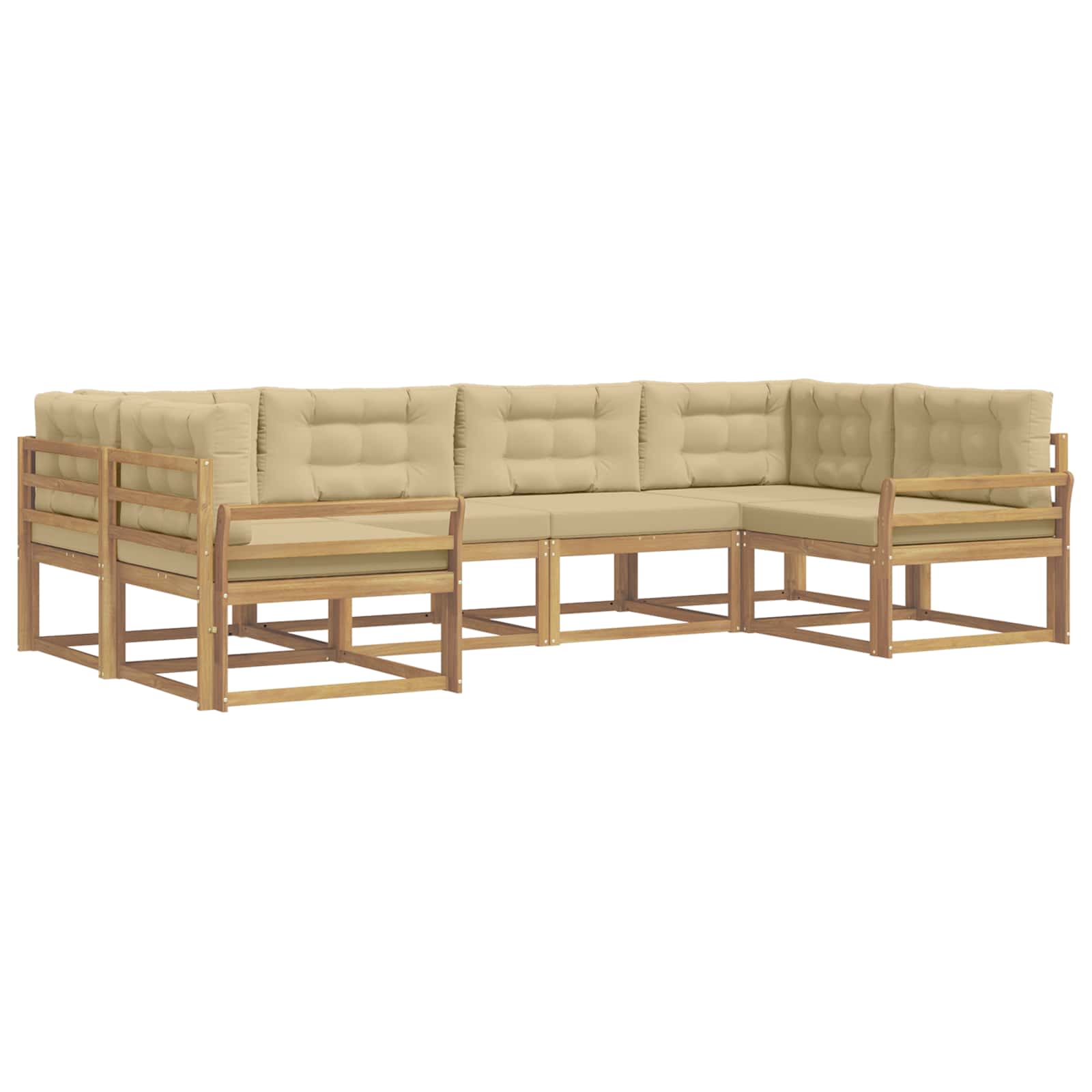 Outdoor-Sofagarnitur mit Kissen 6 pcs Weiß und Beige