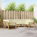 Outdoor-Sofagarnitur mit Kissen 6 pcs Weiß und Creme