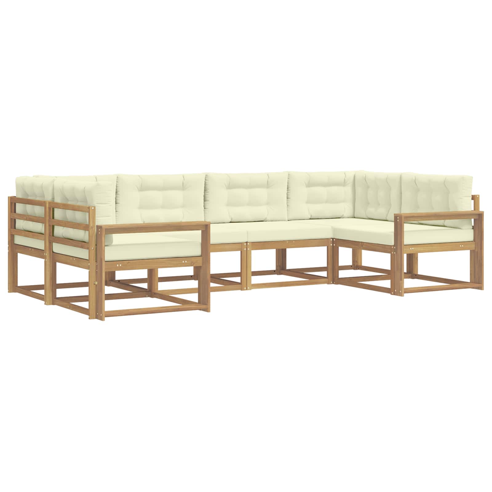 Outdoor-Sofagarnitur mit Kissen 6 pcs Weiß und Creme