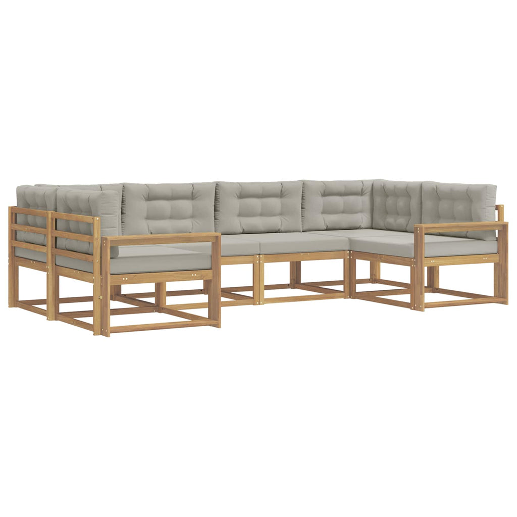 Outdoor-Sofagarnitur mit Kissen 6 pcs Weiß und Hellgrau