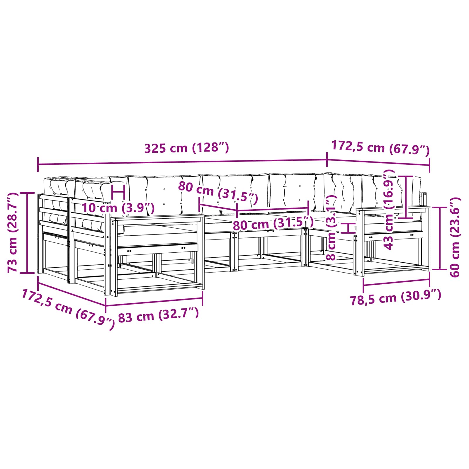 Outdoor-Sofagarnitur mit Kissen 6 pcs Weiß und Hellgrau