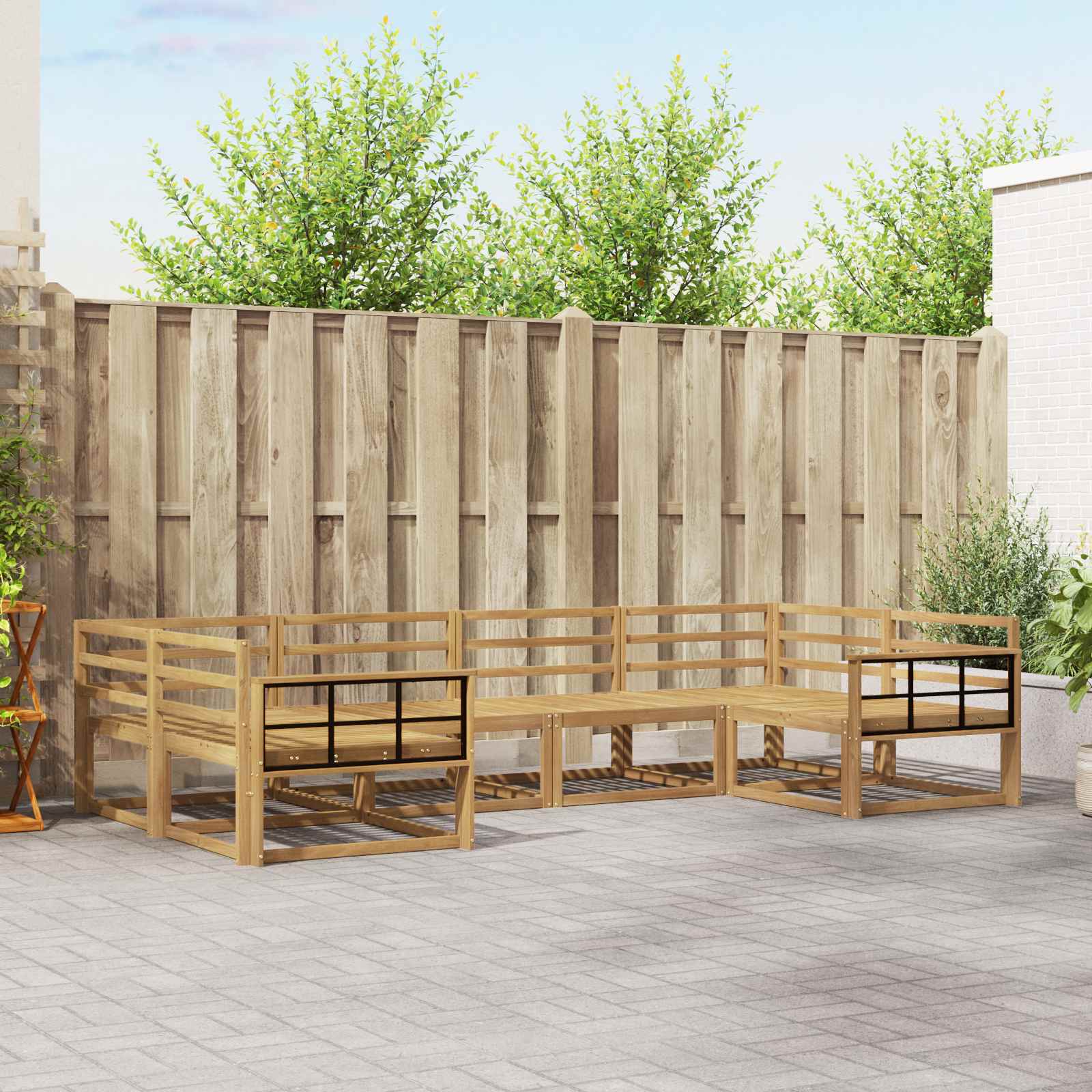 Outdoor-Sofagarnitur 6 pcs Weiß Massivholz Akazie