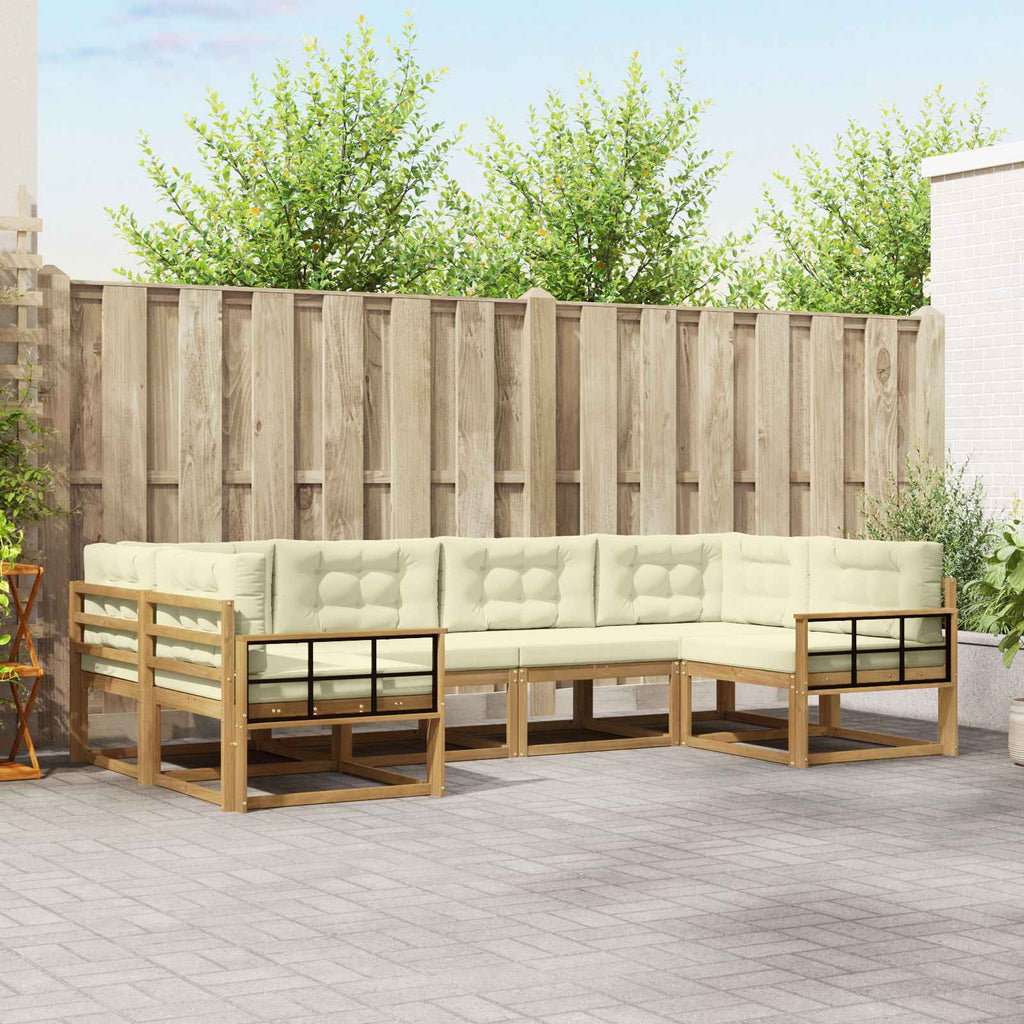 Outdoor-Sofagarnitur mit Kissen 6 pcs Weiß und Creme