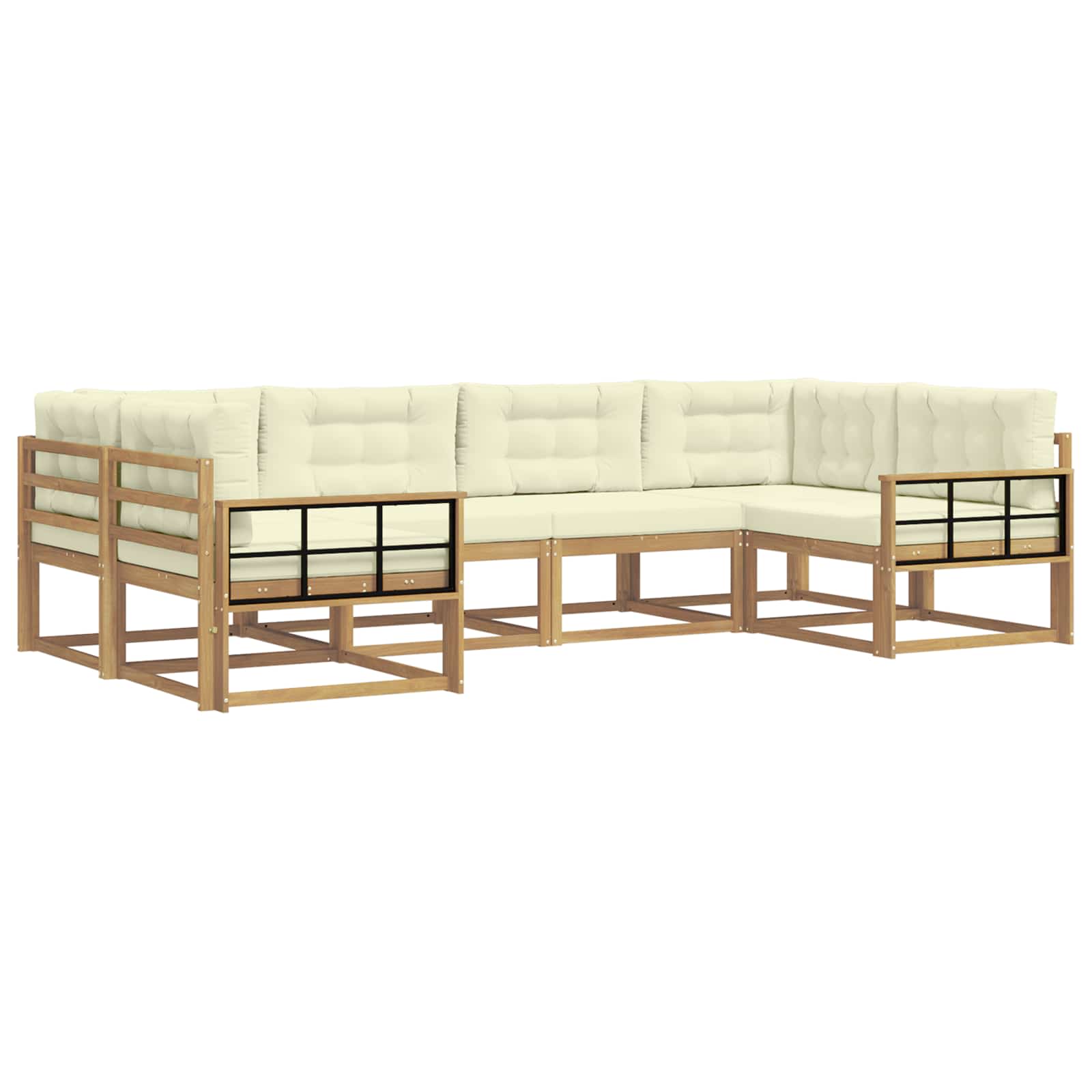 Outdoor-Sofagarnitur mit Kissen 6 pcs Weiß und Creme