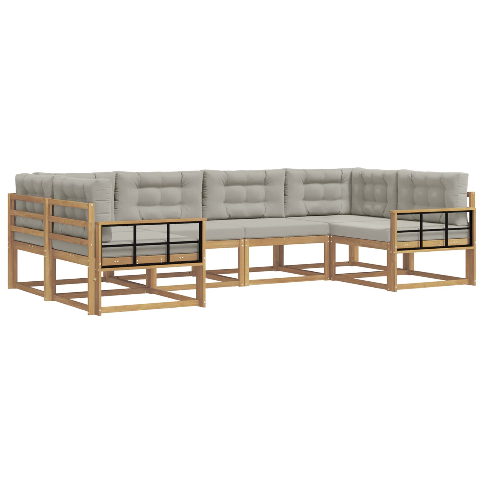 Outdoor-Sofagarnitur mit Kissen 6 pcs Weiß und Hellgrau