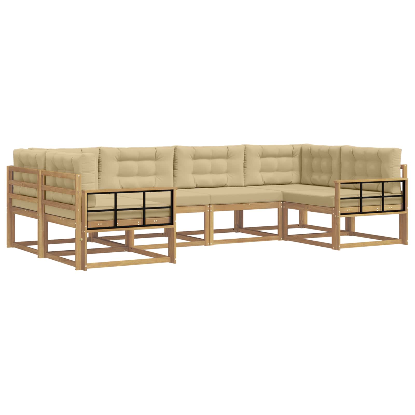 Outdoor-Sofagarnitur mit Kissen 6 pcs Weiß und Beige