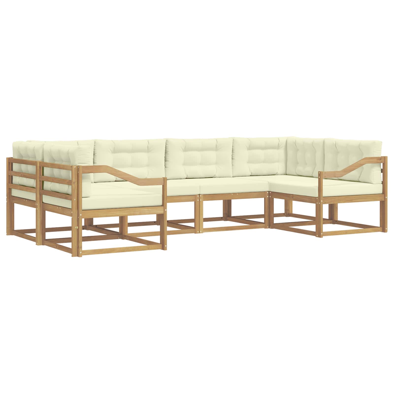Outdoor-Sofagarnitur mit Kissen 6 pcs Weiß und Creme