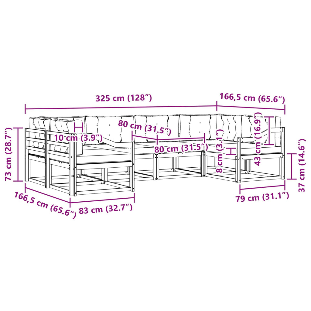 Outdoor-Sofagarnitur mit Kissen 6 pcs Weiß und Creme