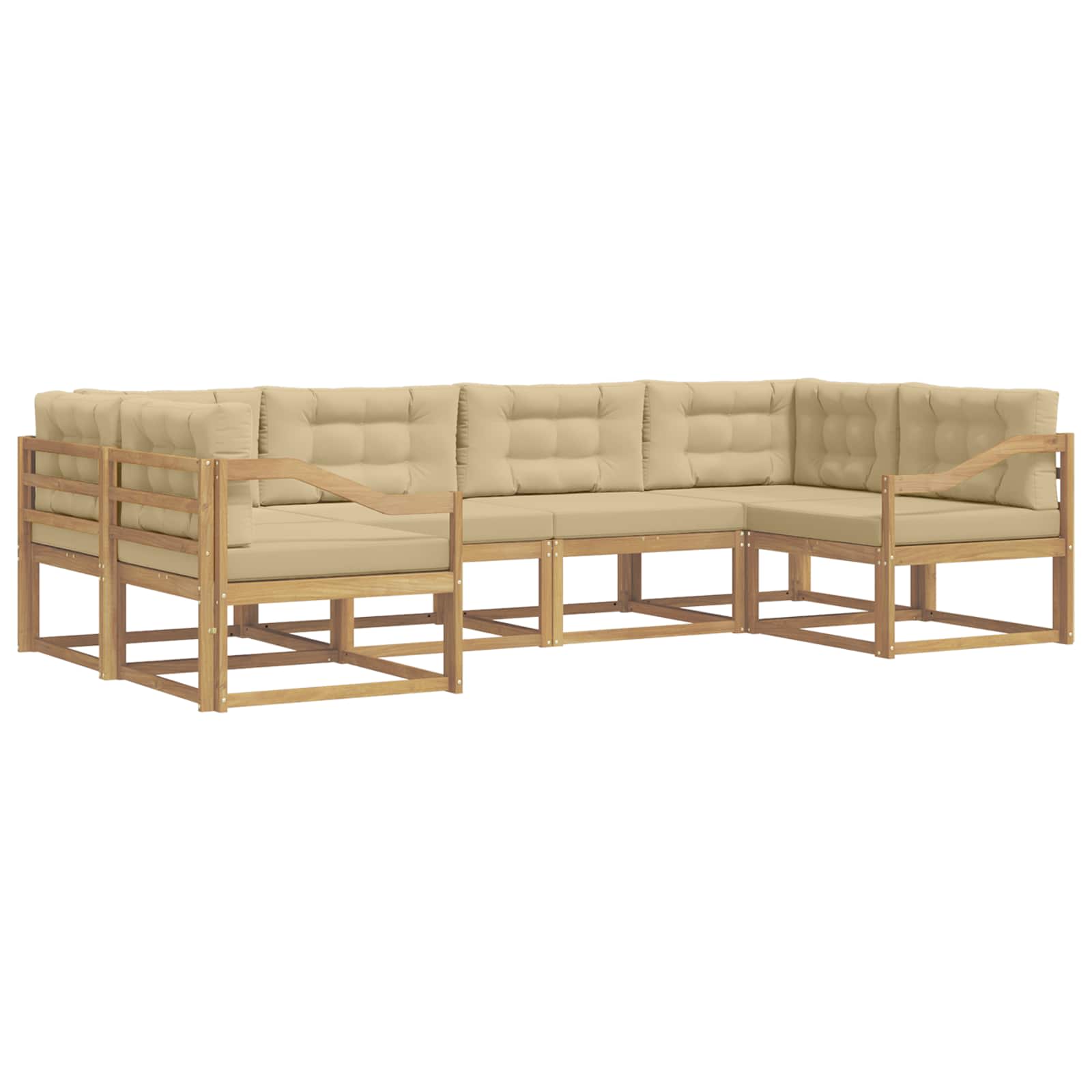 Outdoor-Sofagarnitur mit Kissen 6 pcs Weiß und Beige