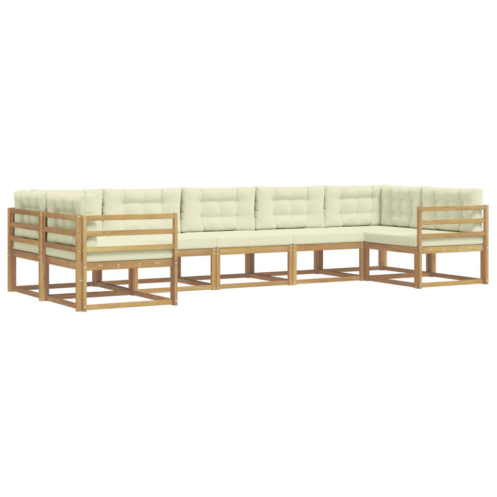 Outdoor-Sofagarnitur mit Kissen 7 pcs Weiß und Creme