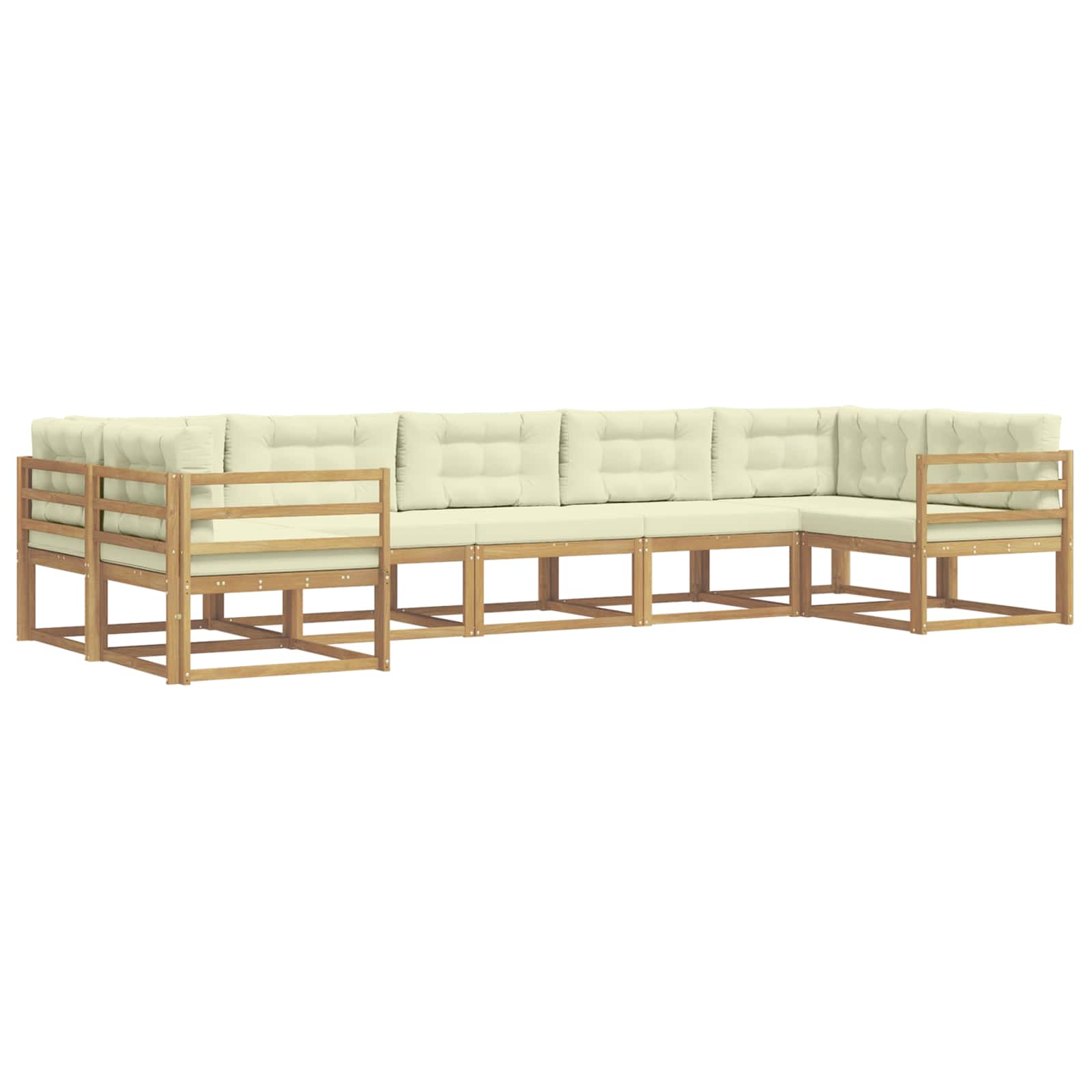 Outdoor-Sofagarnitur mit Kissen 7 pcs Weiß und Creme