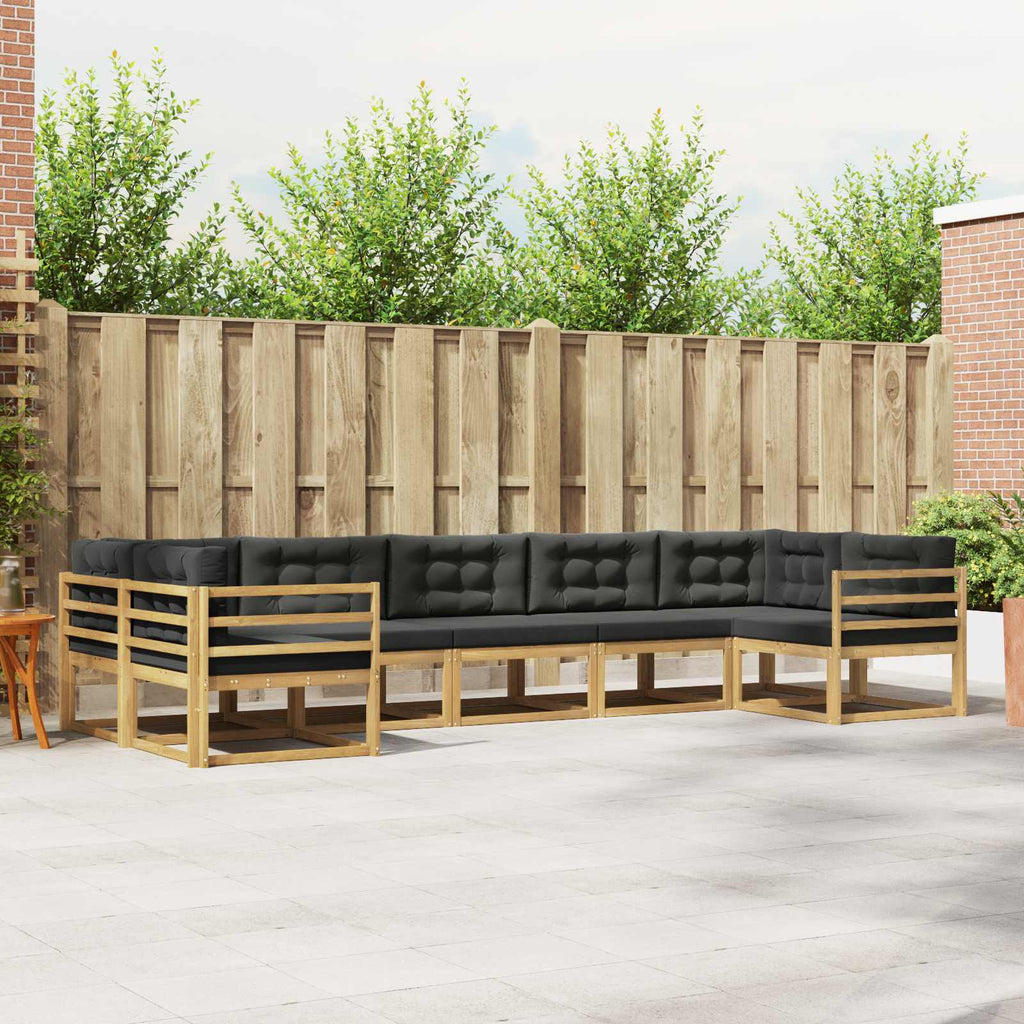 Outdoor-Sofagarnitur mit Kissen 7 pcs Weiß und Anthrazit