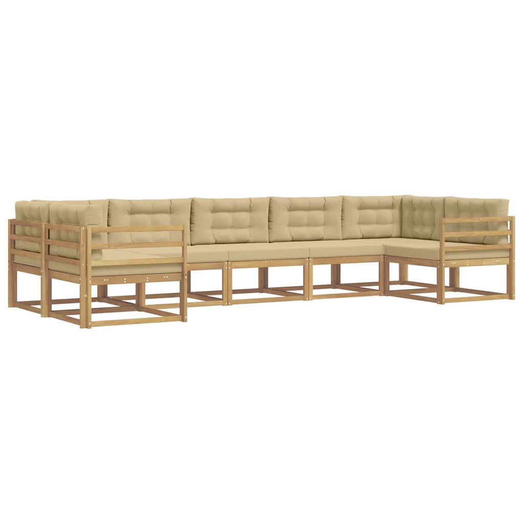 Outdoor-Sofagarnitur mit Kissen 7 pcs Weiß und Beige