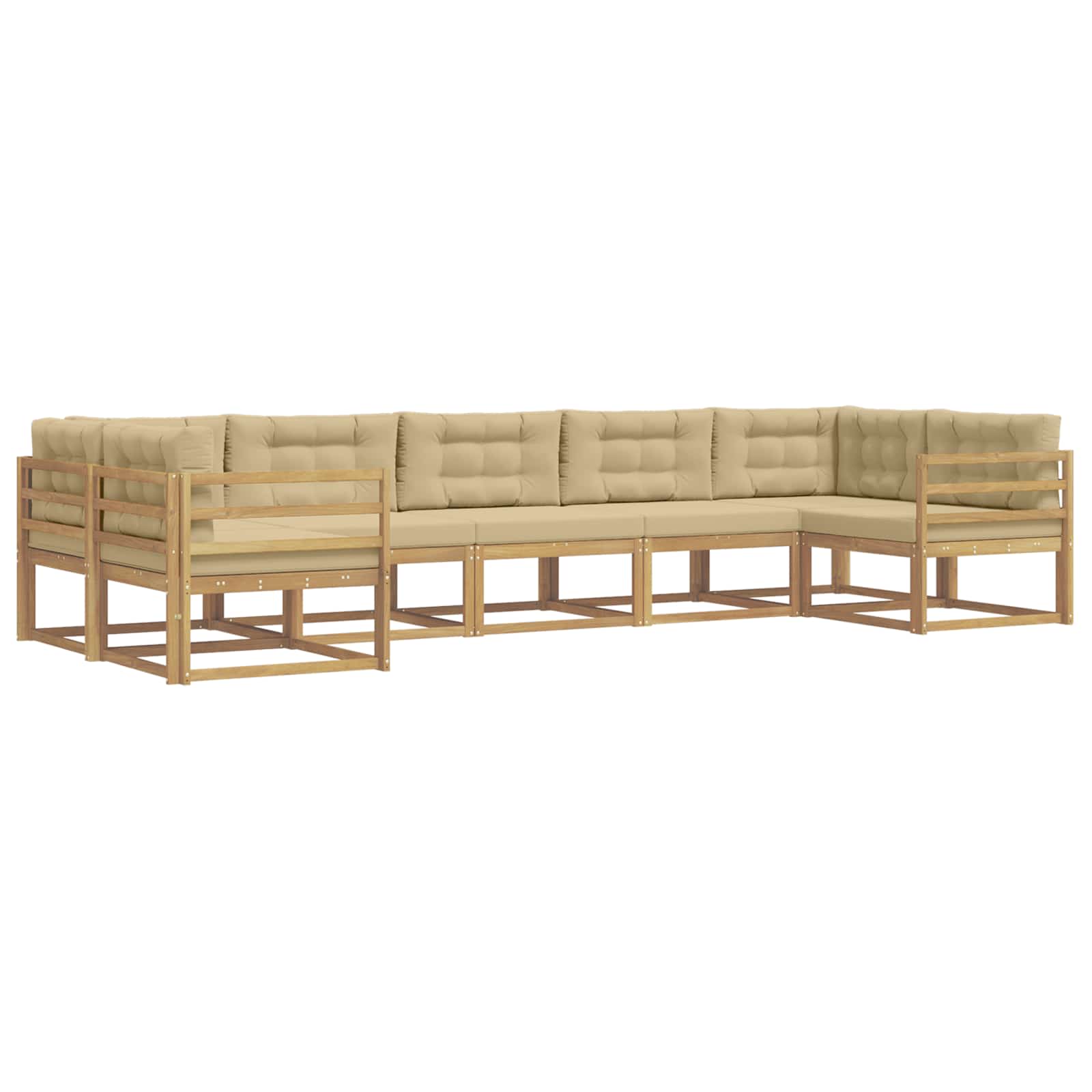 Outdoor-Sofagarnitur mit Kissen 7 pcs Weiß und Beige