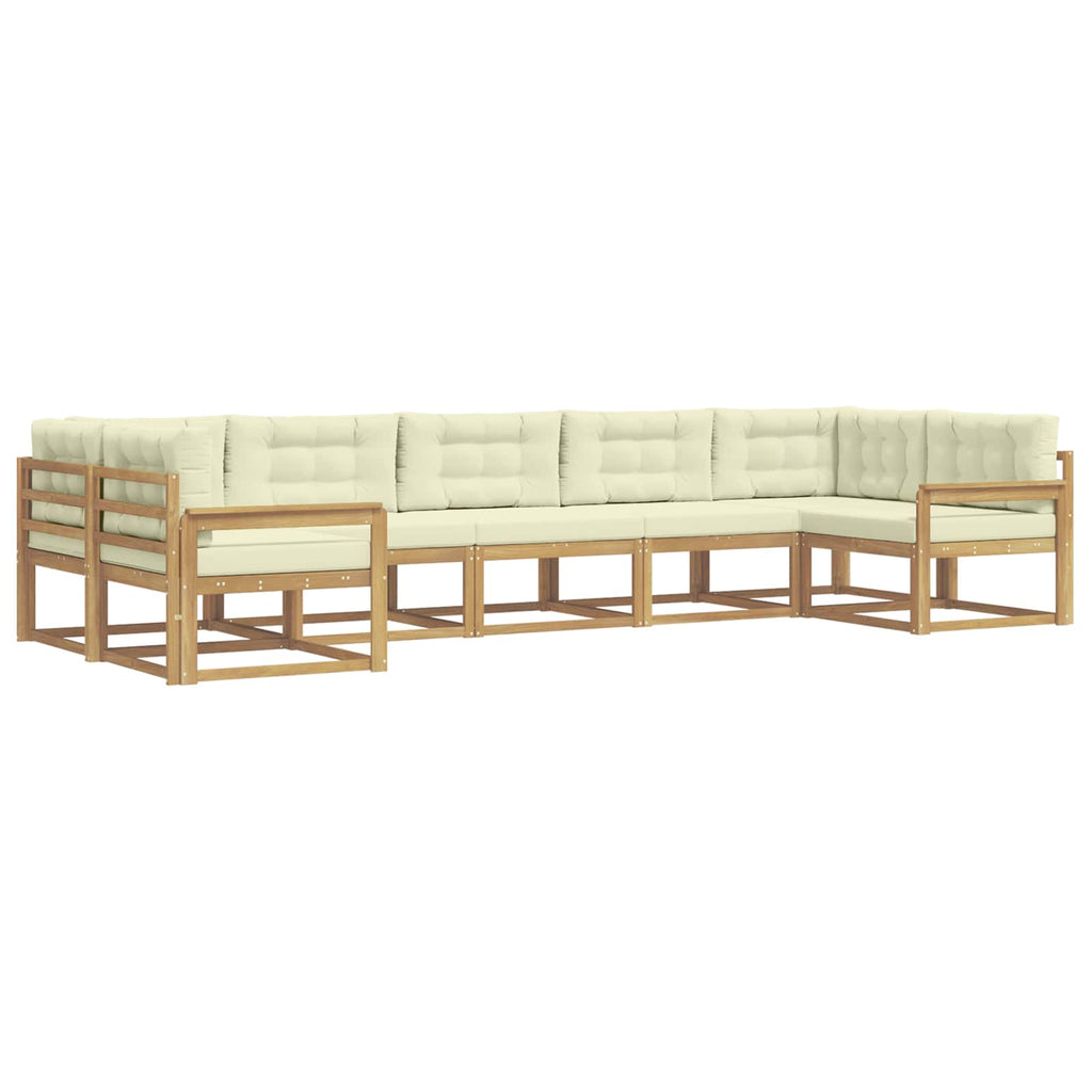 Outdoor-Sofagarnitur mit Kissen 7 pcs Weiß und Creme