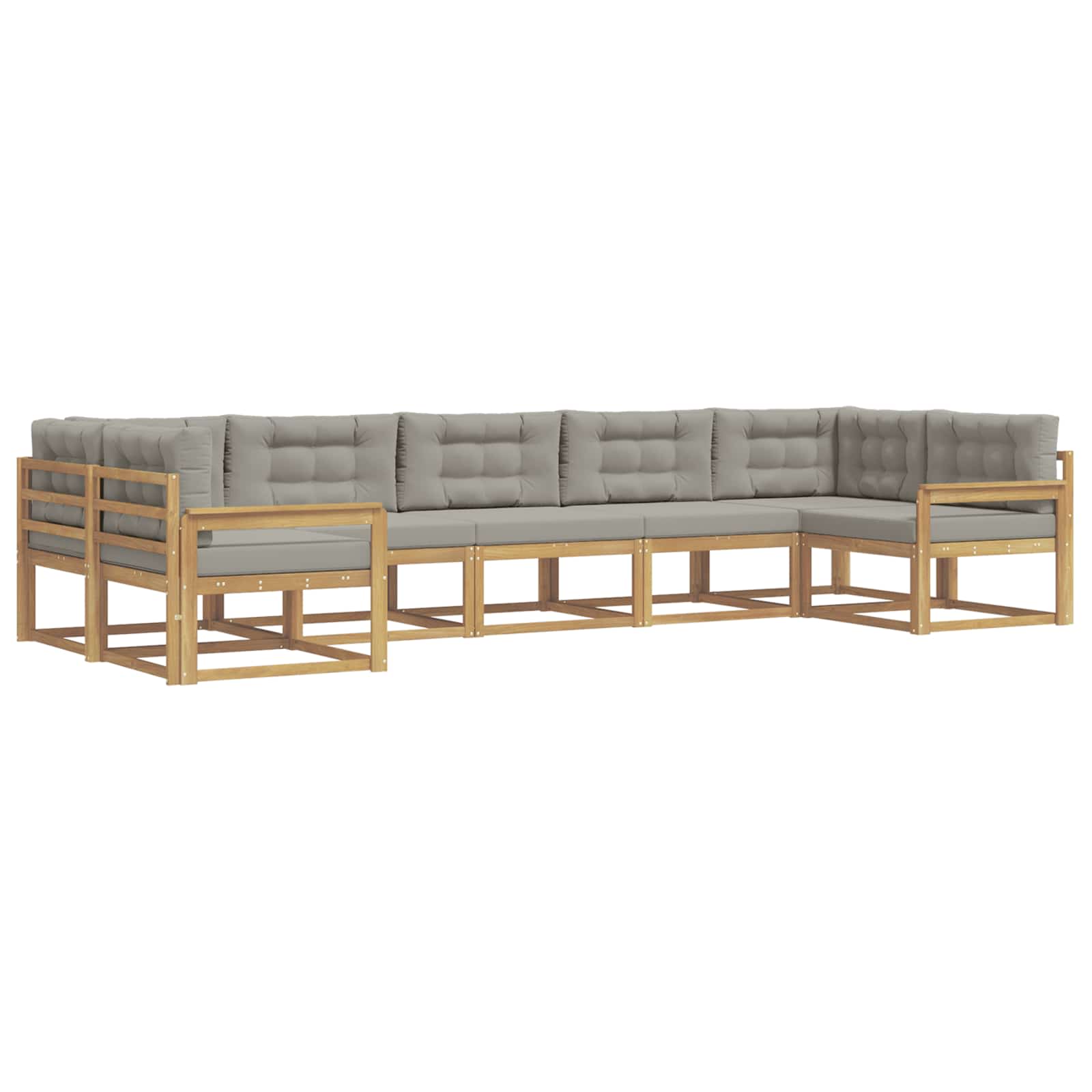 Outdoor-Sofagarnitur mit Kissen 7 pcs Weiß und Hellgrau