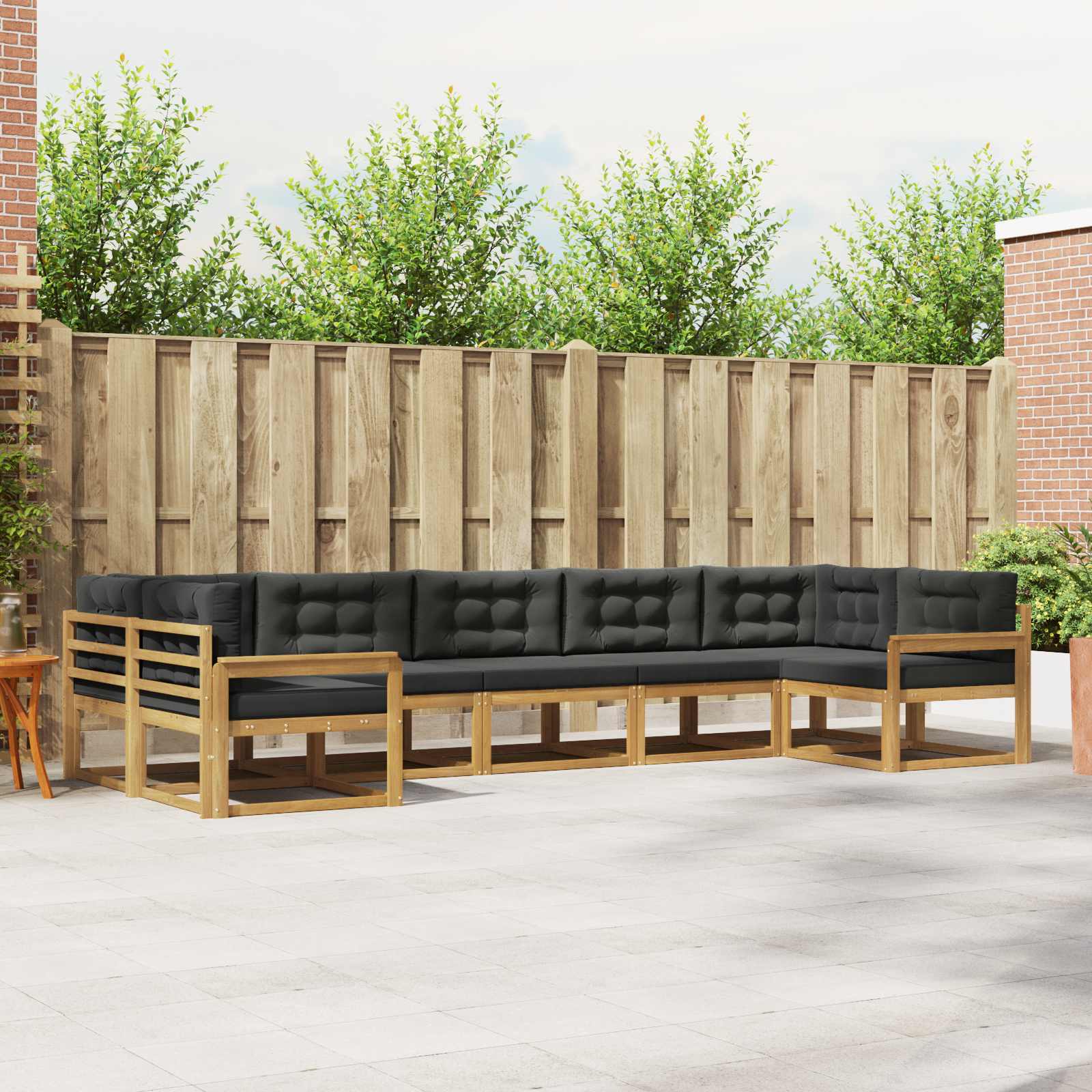 Outdoor-Sofagarnitur mit Kissen 7 pcs Weiß und Anthrazit