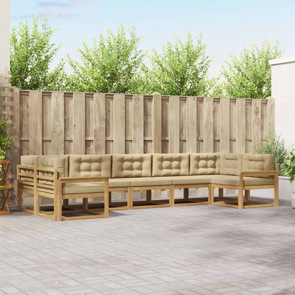 Outdoor-Sofagarnitur mit Kissen 7 pcs Weiß und Beige