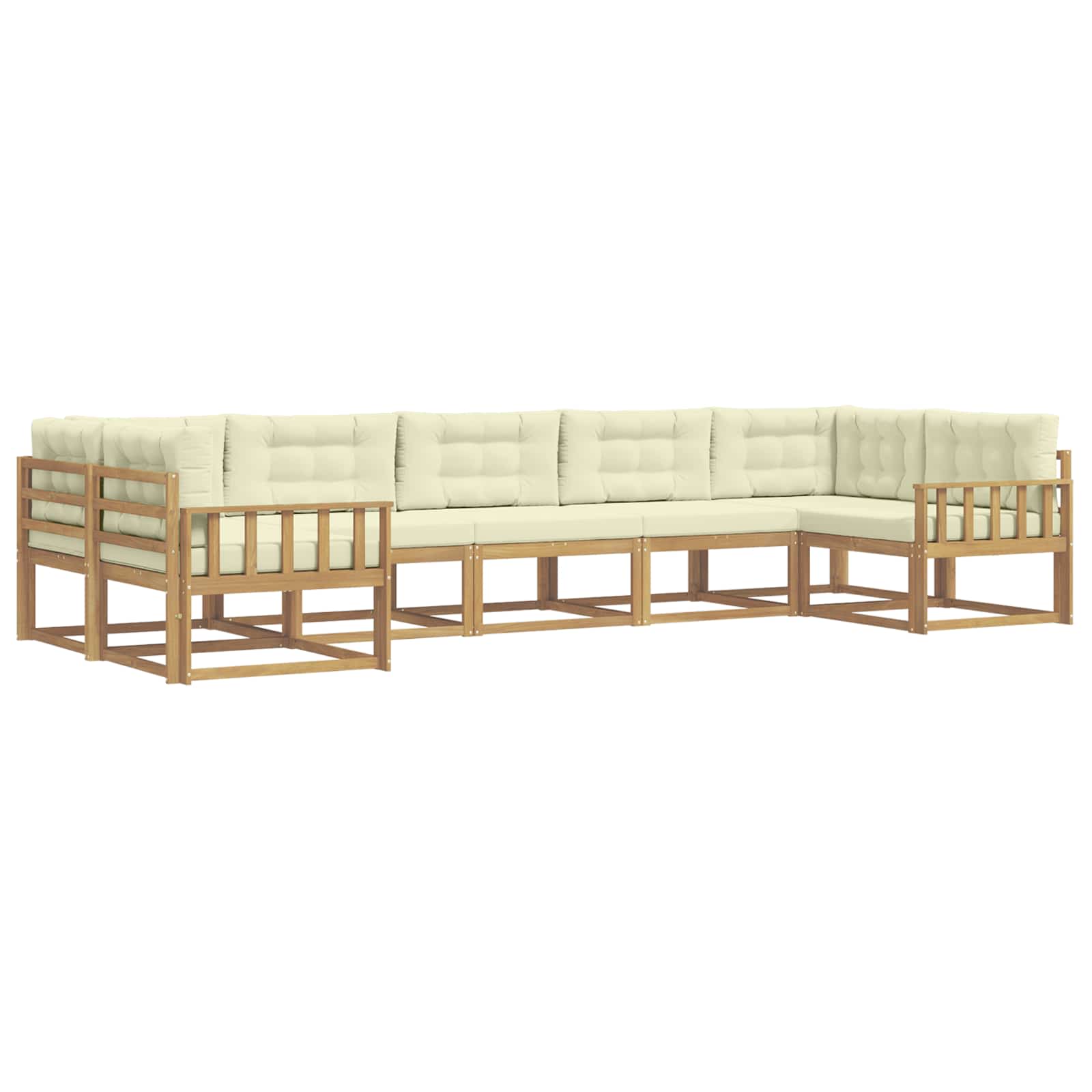 Outdoor-Sofagarnitur mit Kissen 7 pcs Weiß und Creme