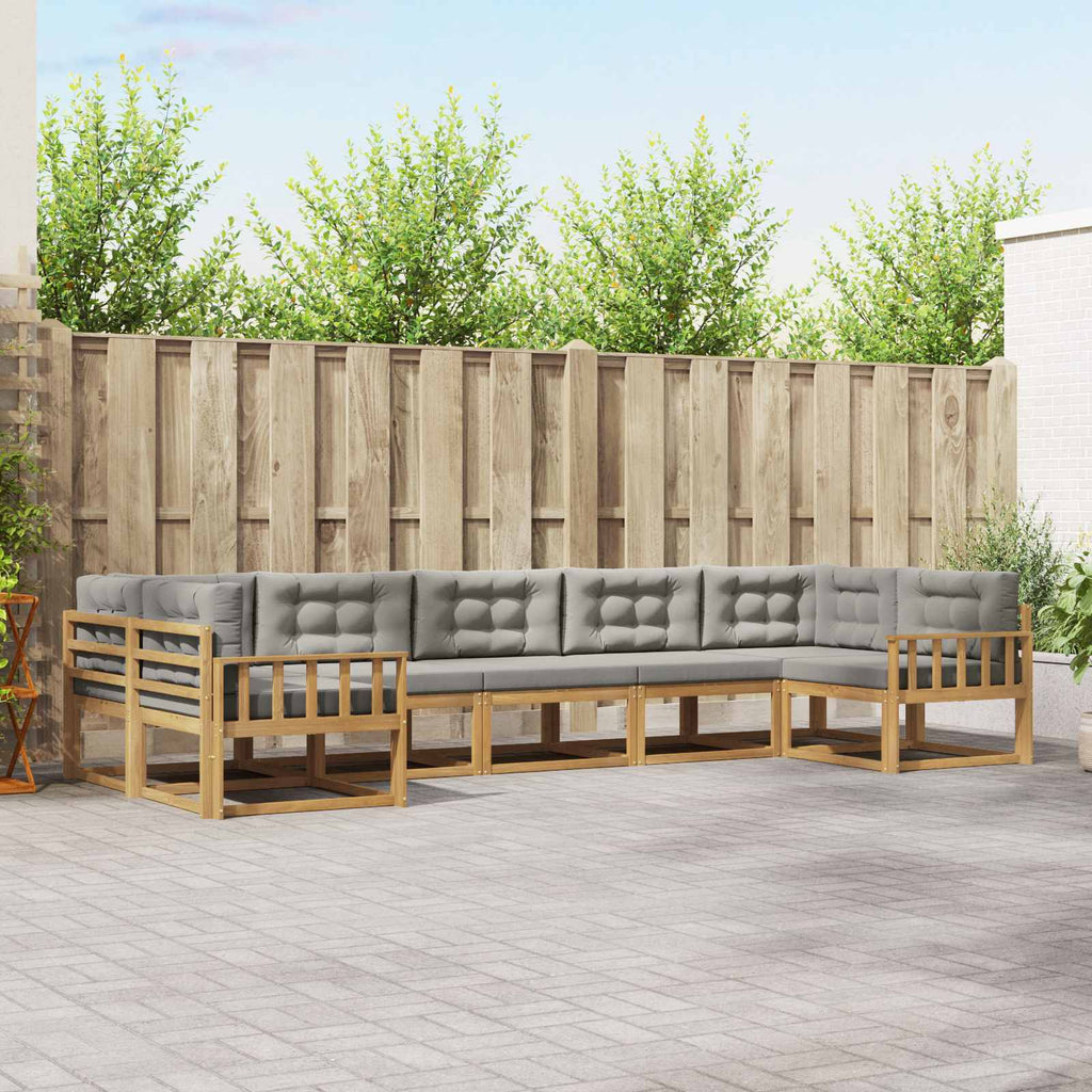 Outdoor-Sofagarnitur mit Kissen 7 pcs Weiß und Hellgrau