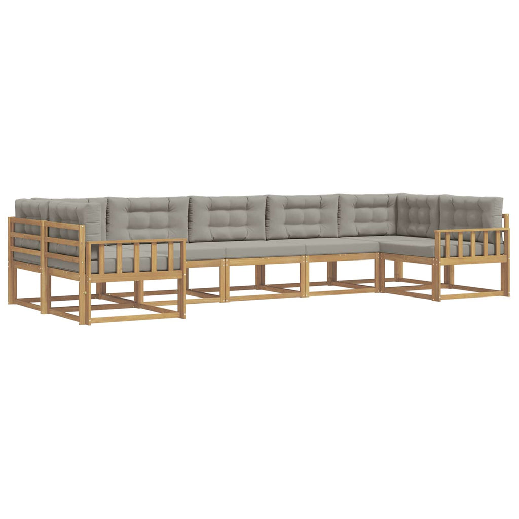 Outdoor-Sofagarnitur mit Kissen 7 pcs Weiß und Hellgrau