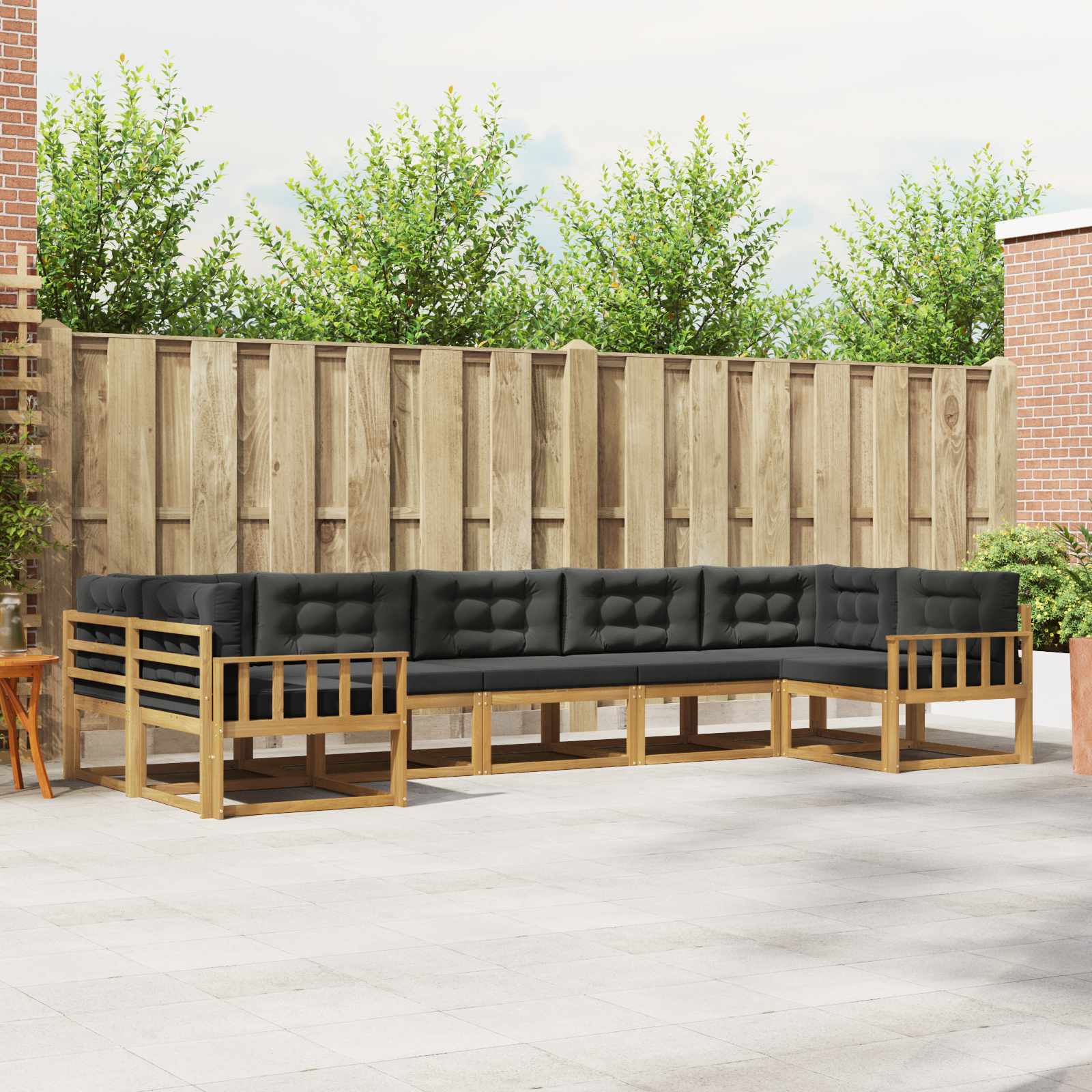 Outdoor-Sofagarnitur mit Kissen 7 pcs Weiß und Anthrazit