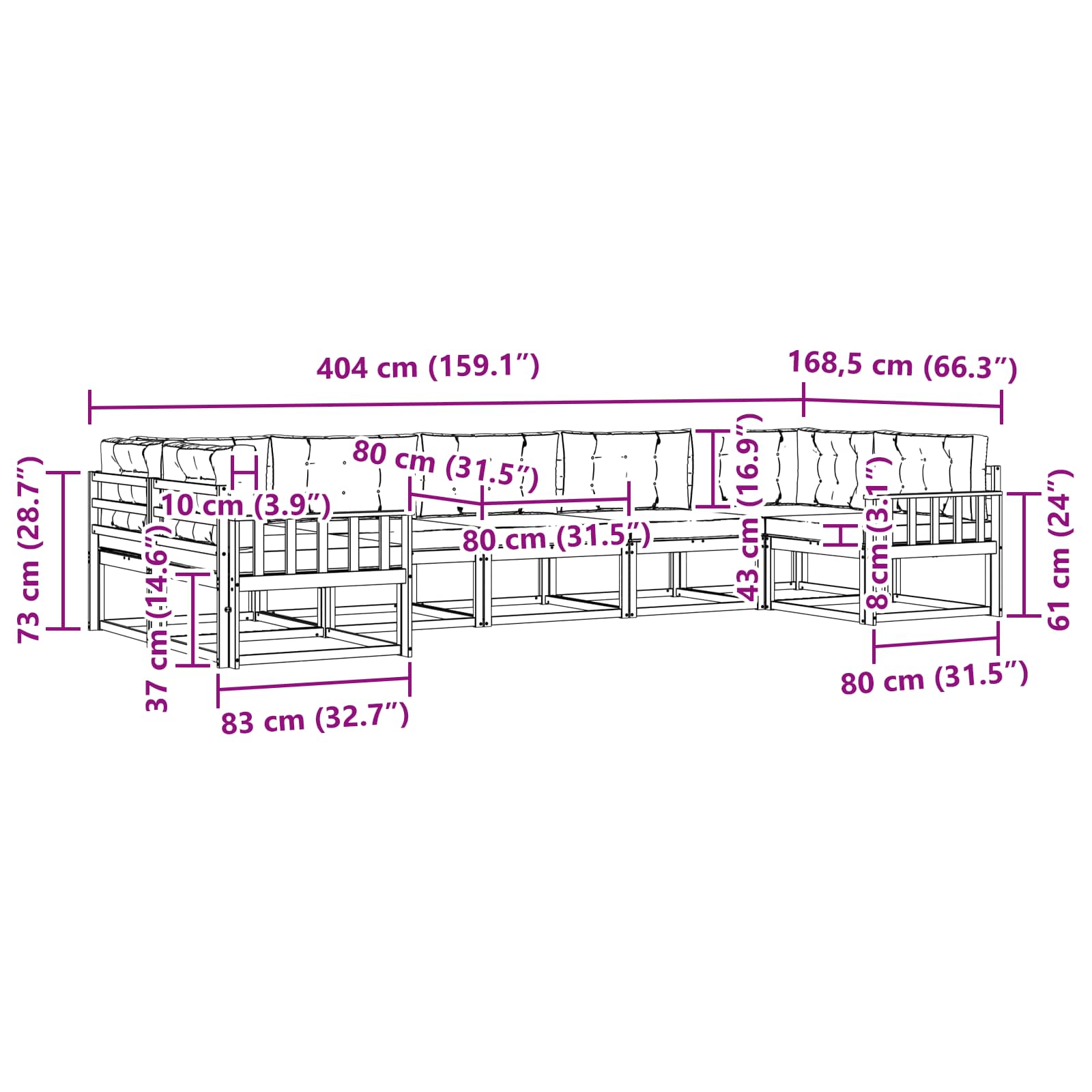 Outdoor-Sofagarnitur mit Kissen 7 pcs Weiß und Anthrazit