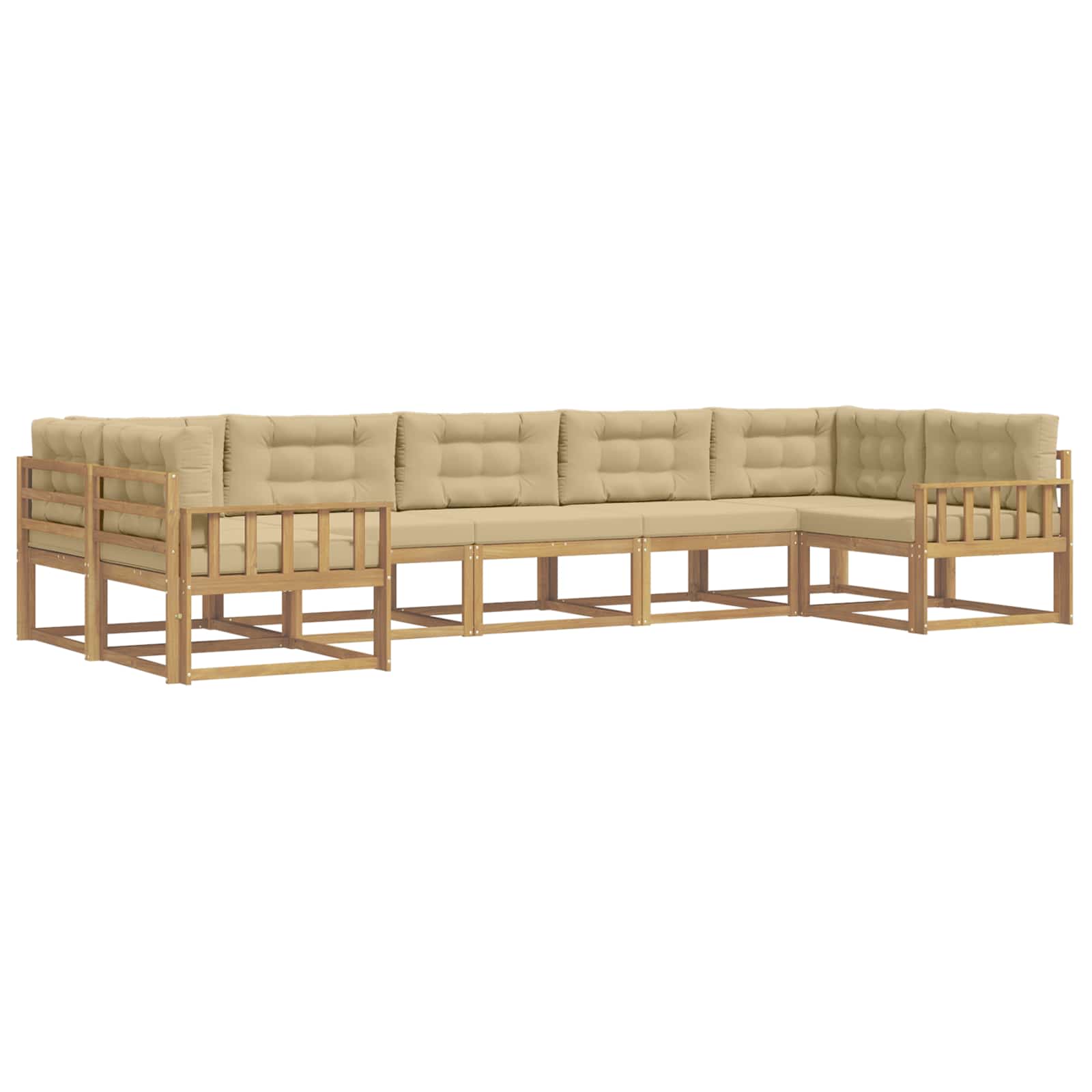 Outdoor-Sofagarnitur mit Kissen 7 pcs Weiß und Beige