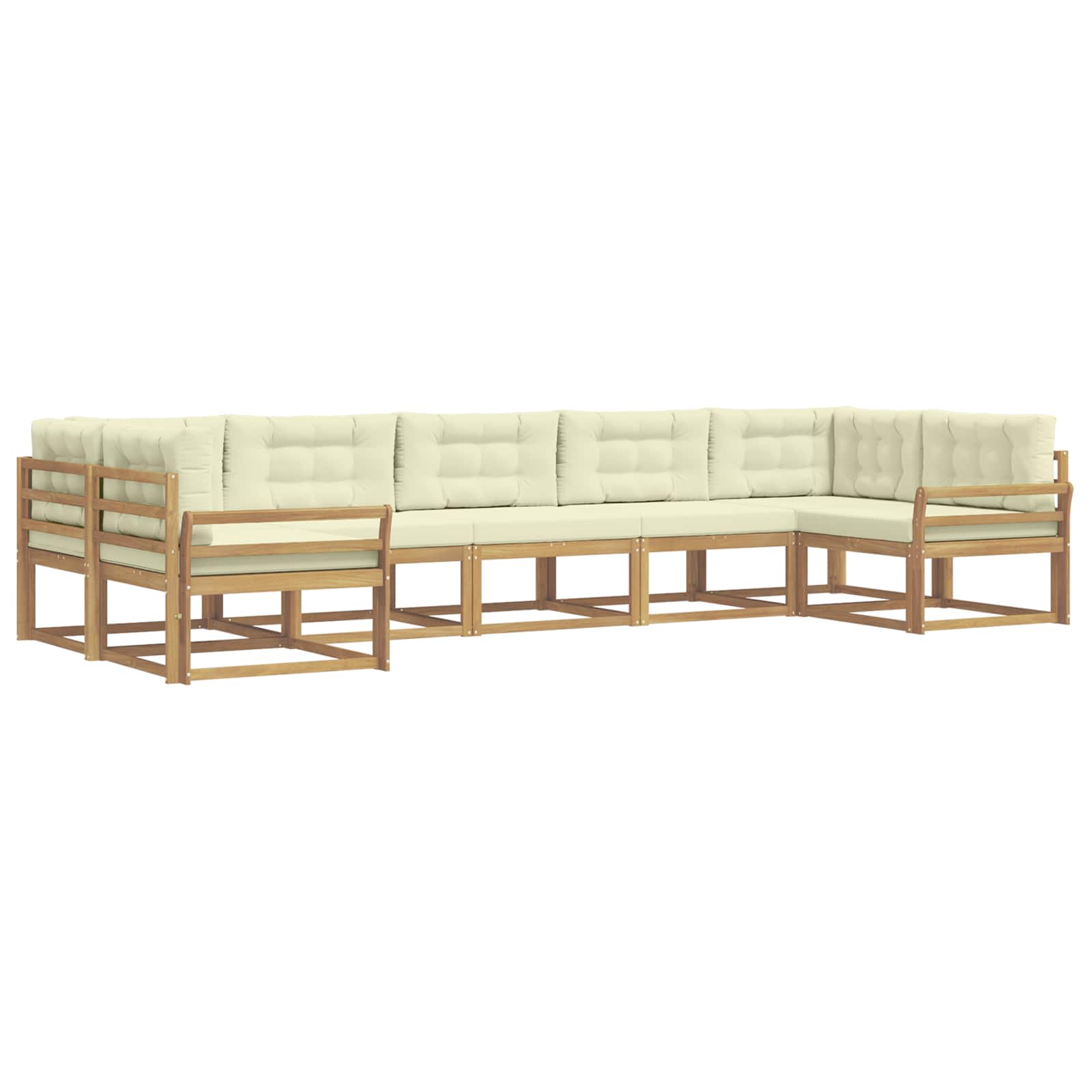 Outdoor-Sofagarnitur mit Kissen 7 pcs Weiß und Creme
