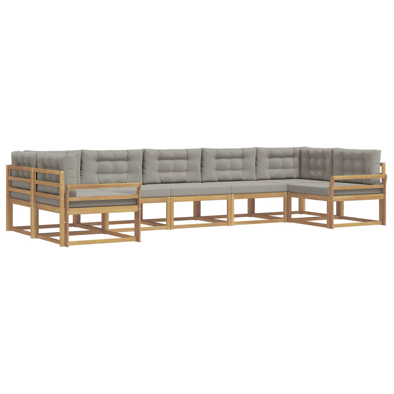 Outdoor-Sofagarnitur mit Kissen 7 pcs Weiß und Hellgrau