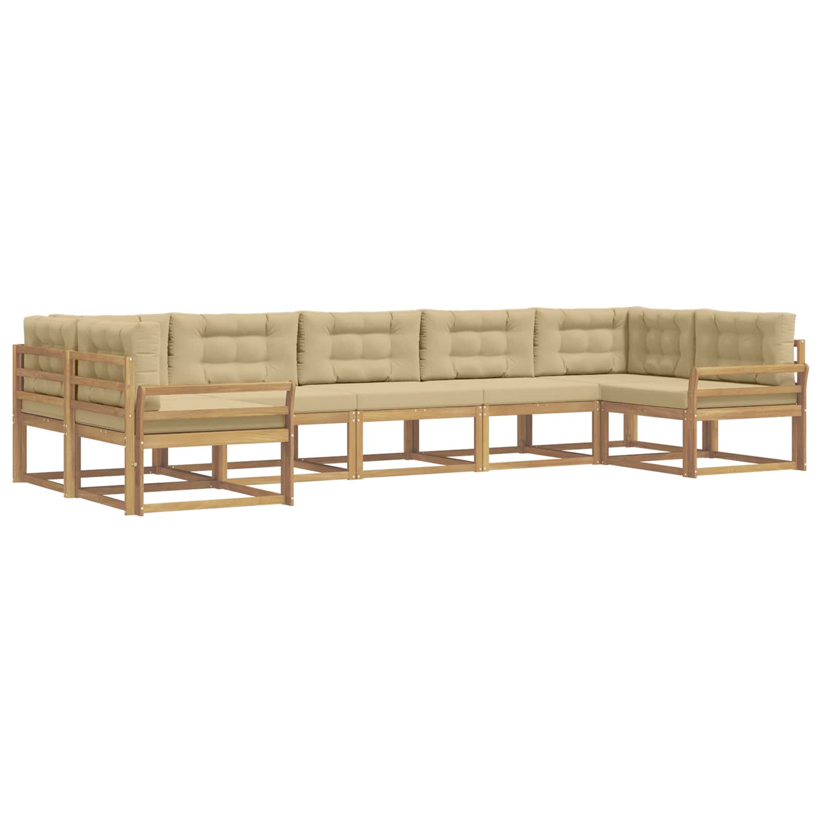 Outdoor-Sofagarnitur mit Kissen 7 pcs Weiß und Beige