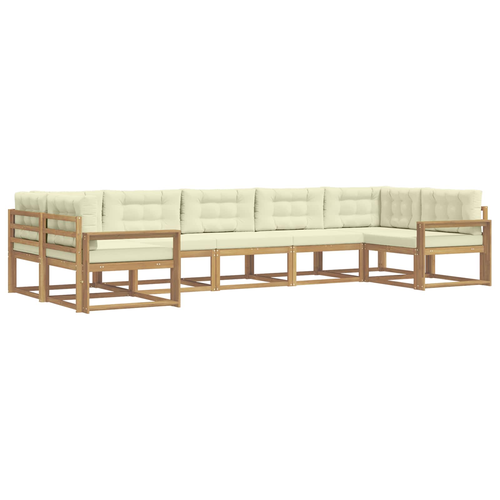 Outdoor-Sofagarnitur mit Kissen 7 pcs Weiß und Creme