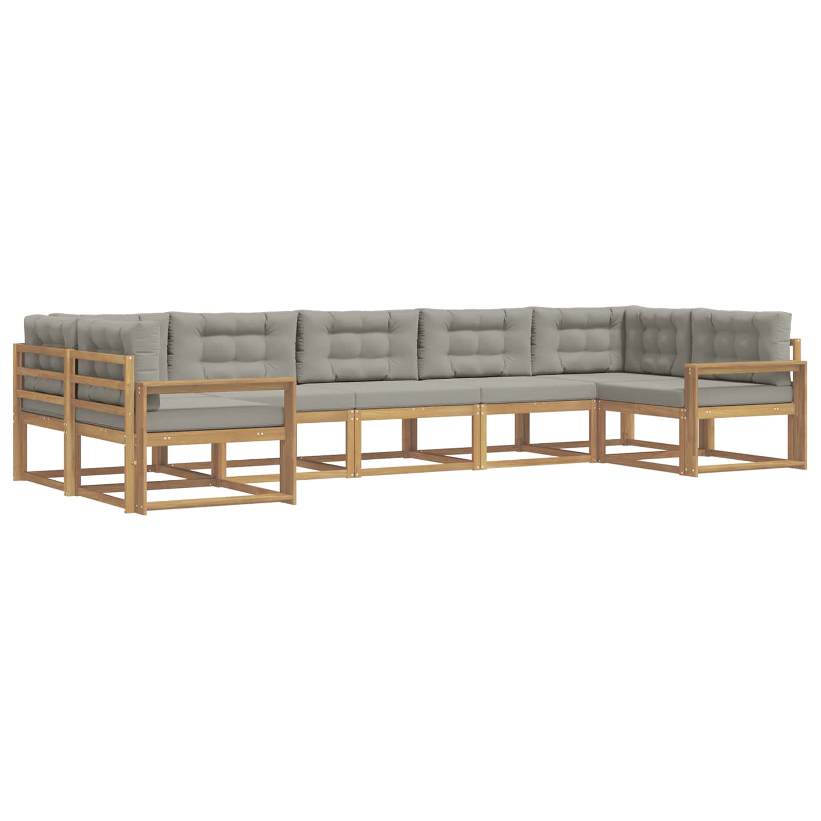 Outdoor-Sofagarnitur mit Kissen 7 pcs Weiß und Hellgrau