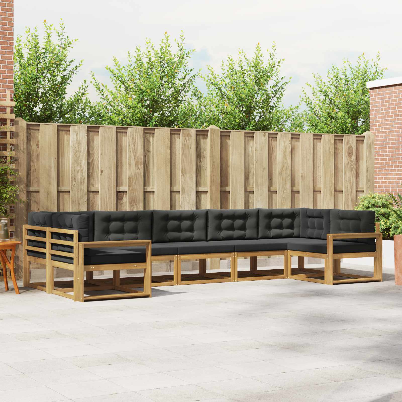 Outdoor-Sofagarnitur mit Kissen 7 pcs Weiß und Anthrazit