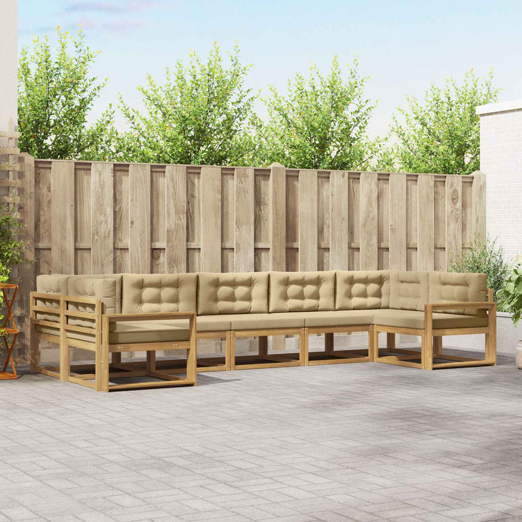 Outdoor-Sofagarnitur mit Kissen 7 pcs Weiß und Beige