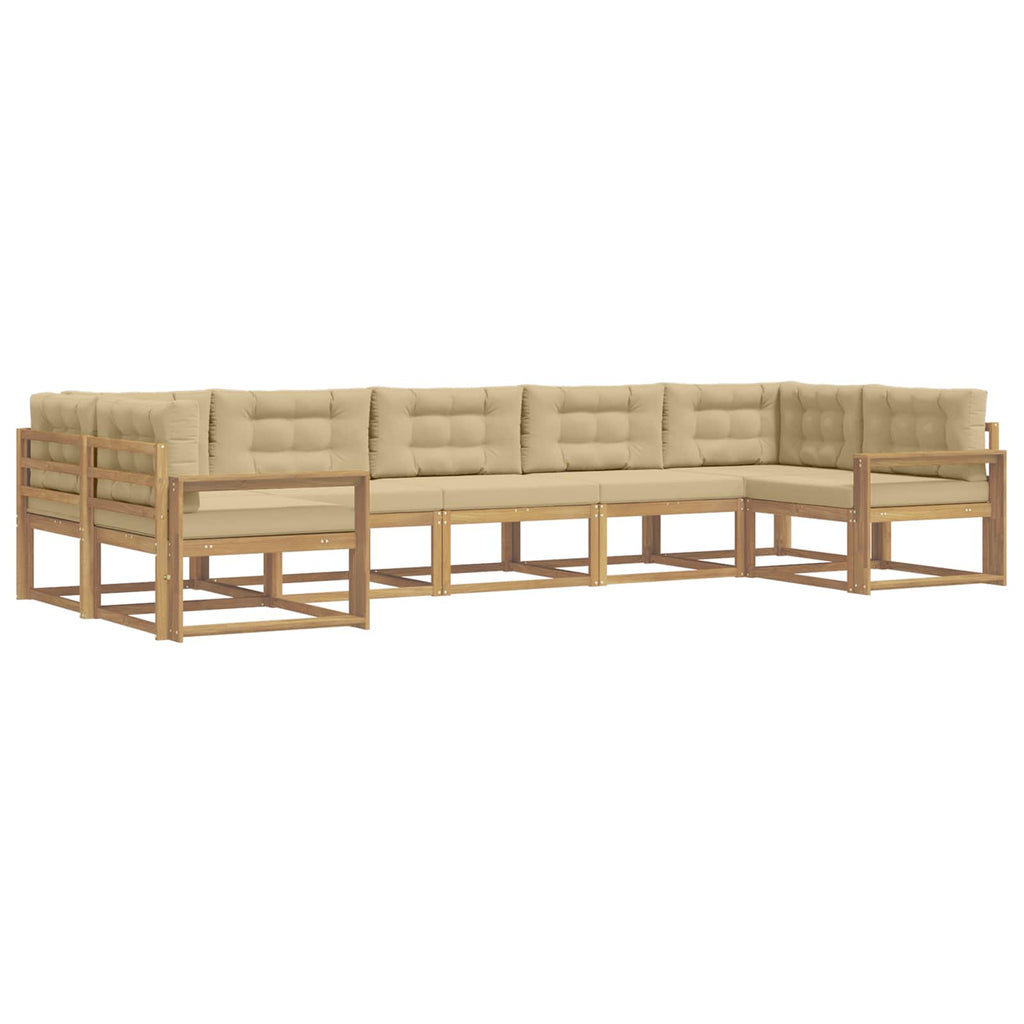 Outdoor-Sofagarnitur mit Kissen 7 pcs Weiß und Beige