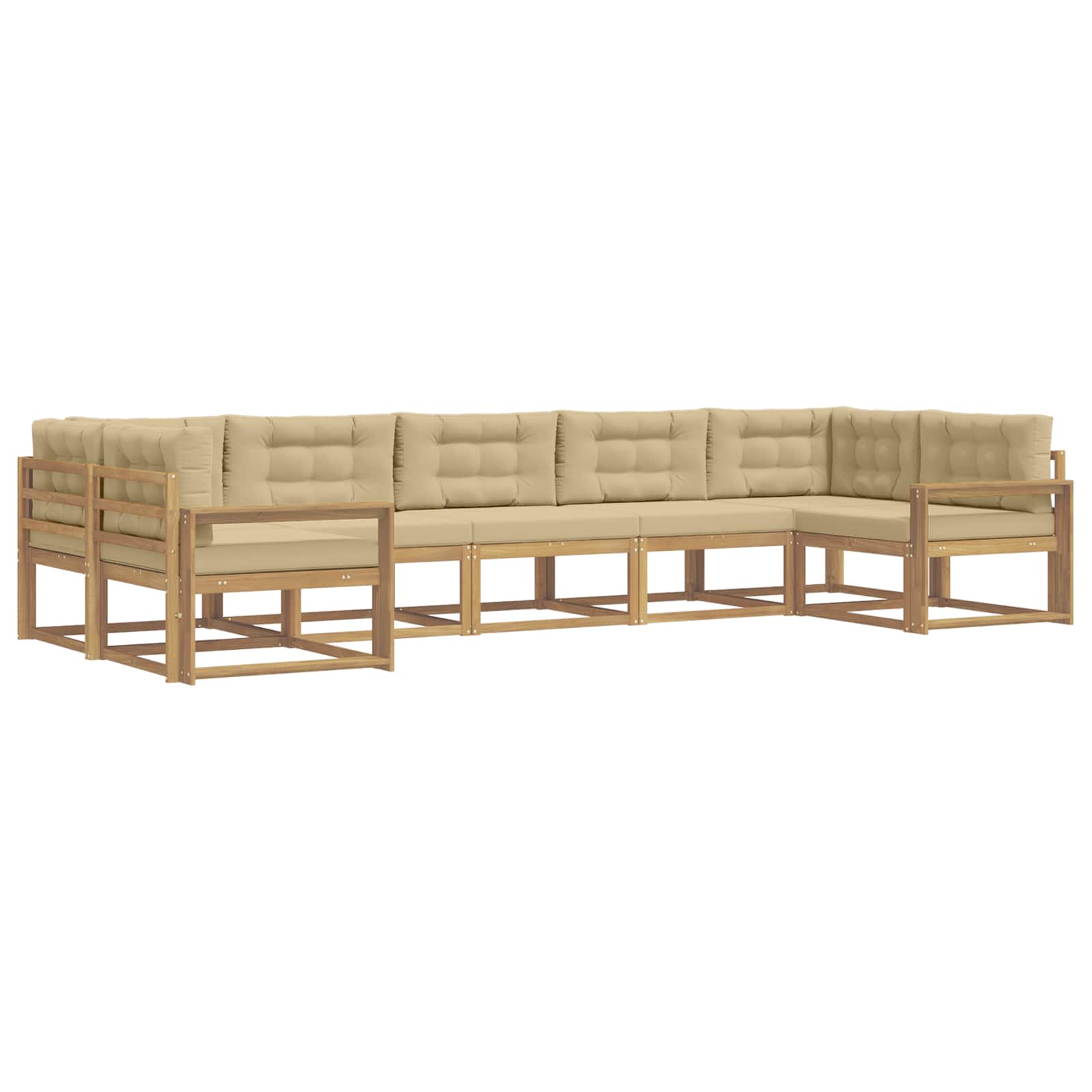 Outdoor-Sofagarnitur mit Kissen 7 pcs Weiß und Beige