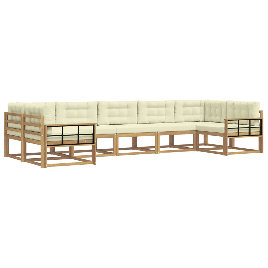 Outdoor-Sofagarnitur mit Kissen 7 pcs Weiß und Creme