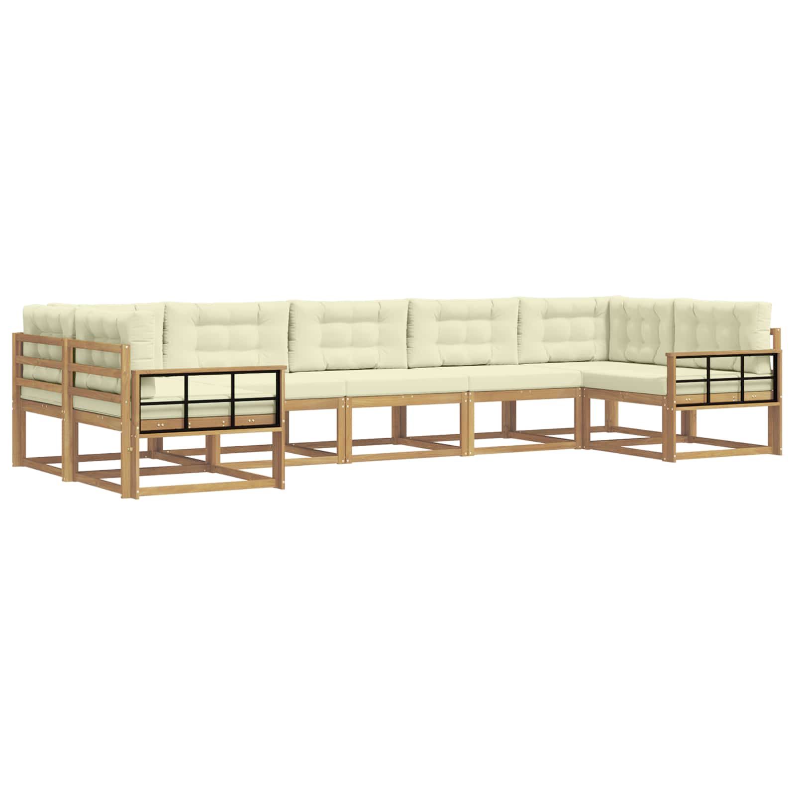 Outdoor-Sofagarnitur mit Kissen 7 pcs Weiß und Creme