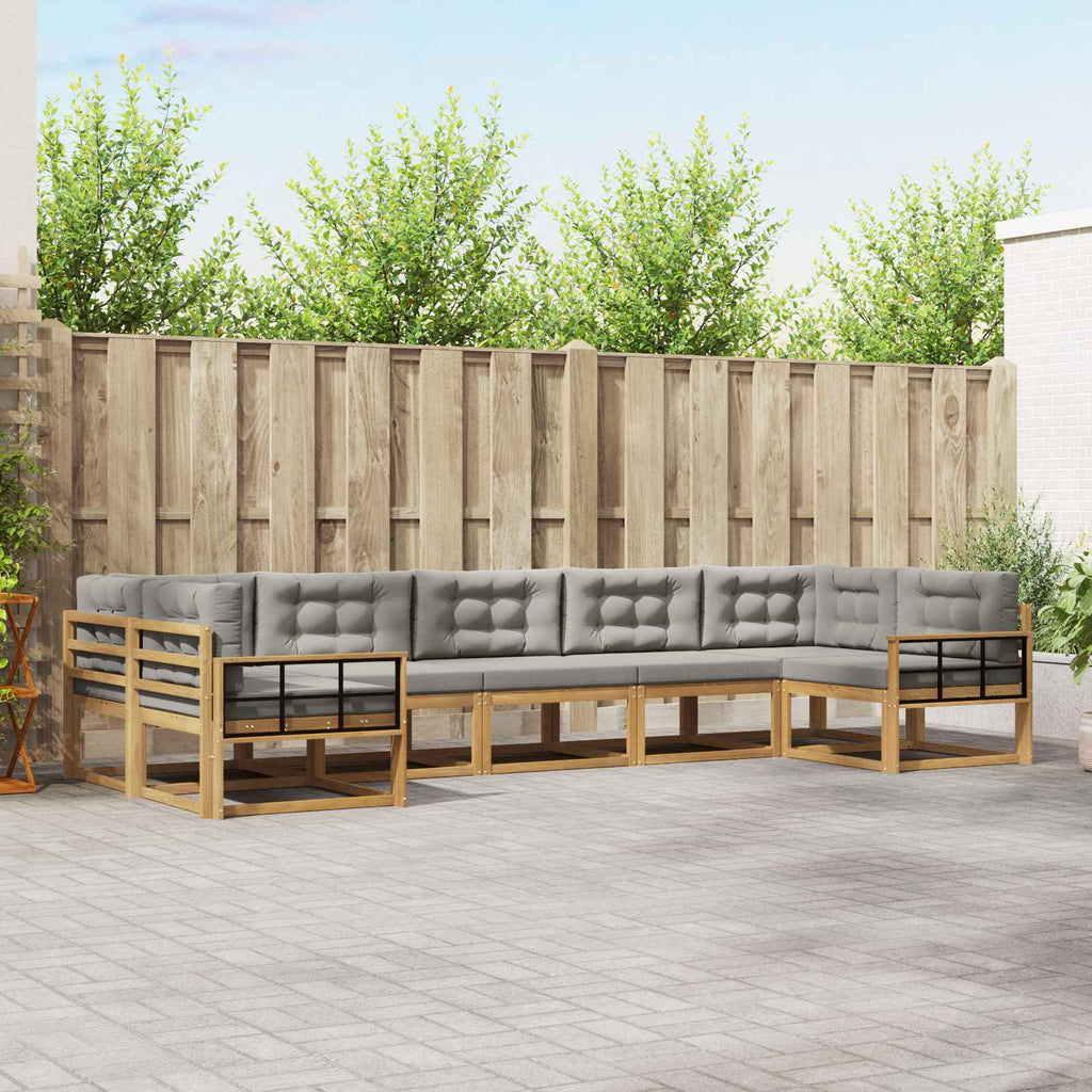 Outdoor-Sofagarnitur mit Kissen 7 pcs Weiß und Hellgrau