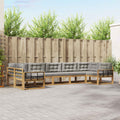 Outdoor-Sofagarnitur mit Kissen 7 pcs Weiß und Hellgrau