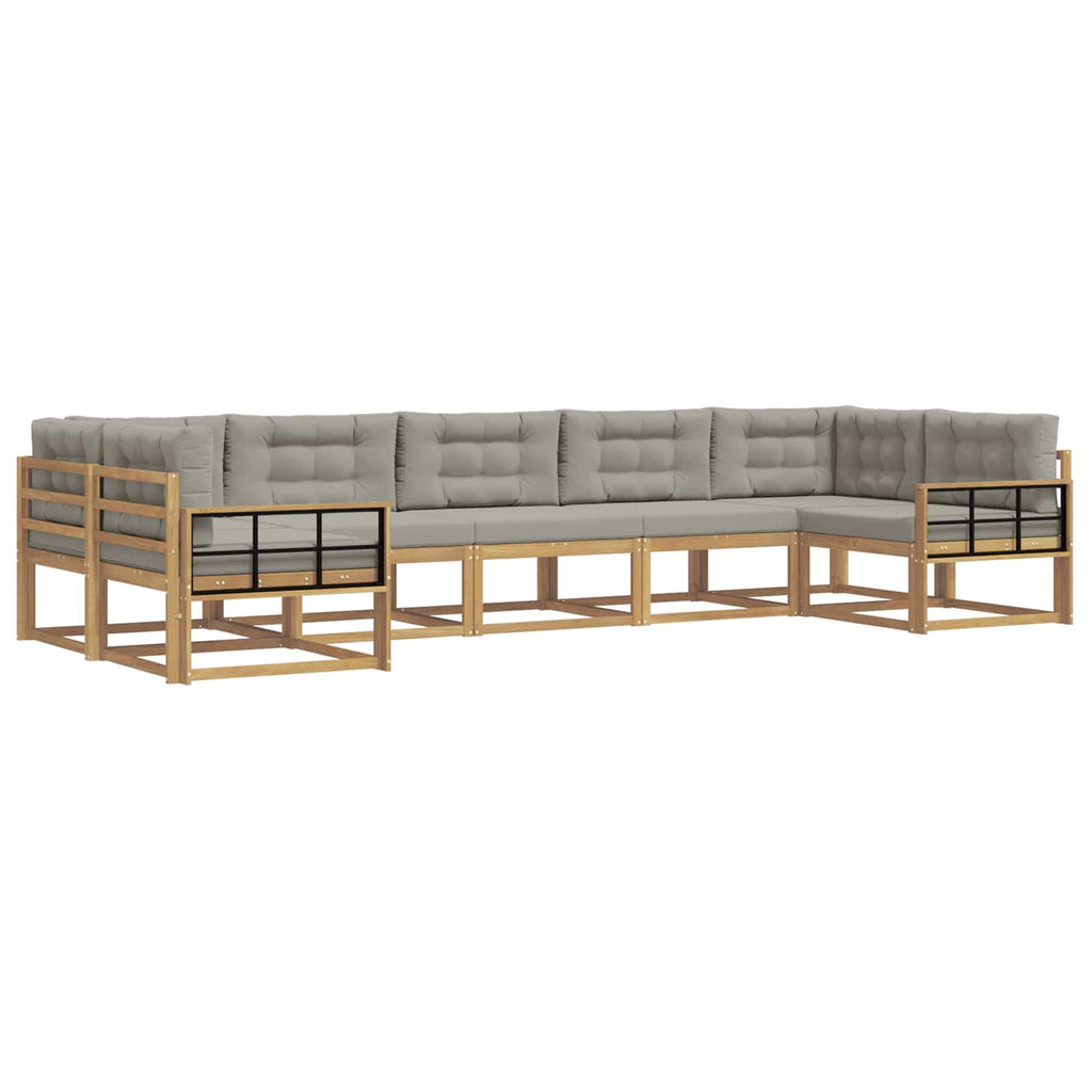 Outdoor-Sofagarnitur mit Kissen 7 pcs Weiß und Hellgrau