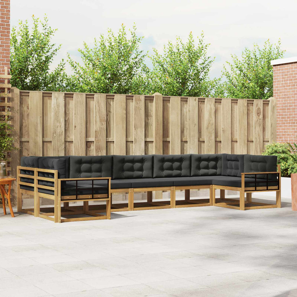 Outdoor-Sofagarnitur mit Kissen 7 pcs Weiß und Anthrazit