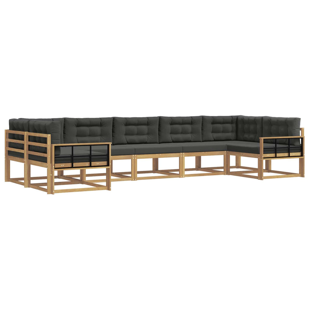 Outdoor-Sofagarnitur mit Kissen 7 pcs Weiß und Anthrazit