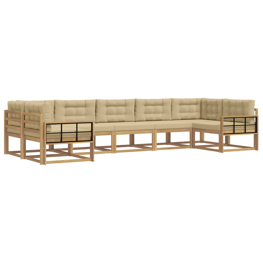 Outdoor-Sofagarnitur mit Kissen 7 pcs Weiß und Beige