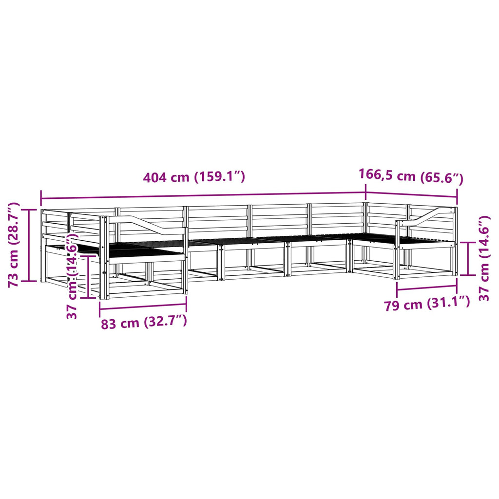 Outdoor-Sofagarnitur 7 pcs Weiß Massivholz Akazie