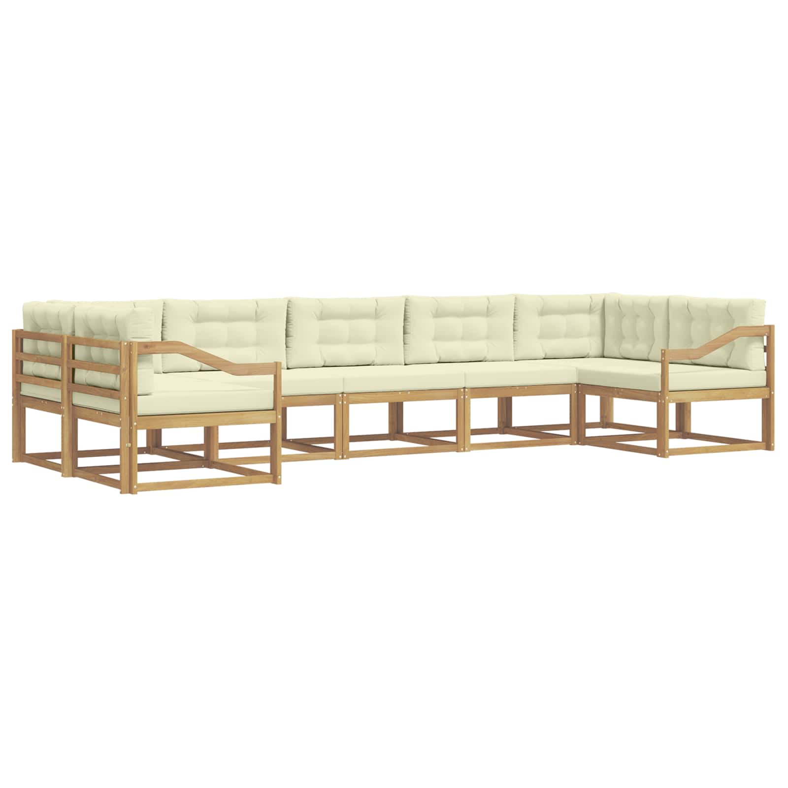 Outdoor-Sofagarnitur mit Kissen 7 pcs Weiß und Creme