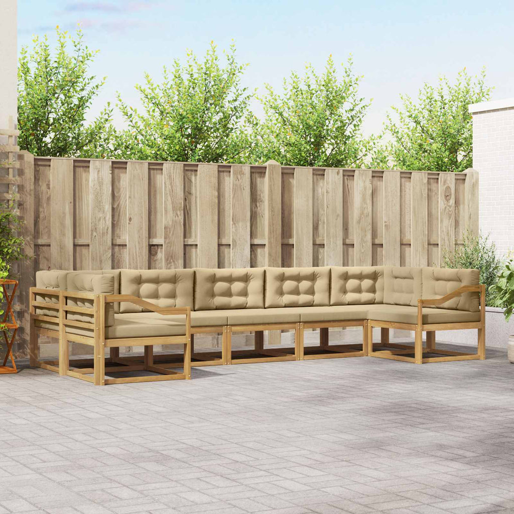 Outdoor-Sofagarnitur mit Kissen 7 pcs Weiß und Beige
